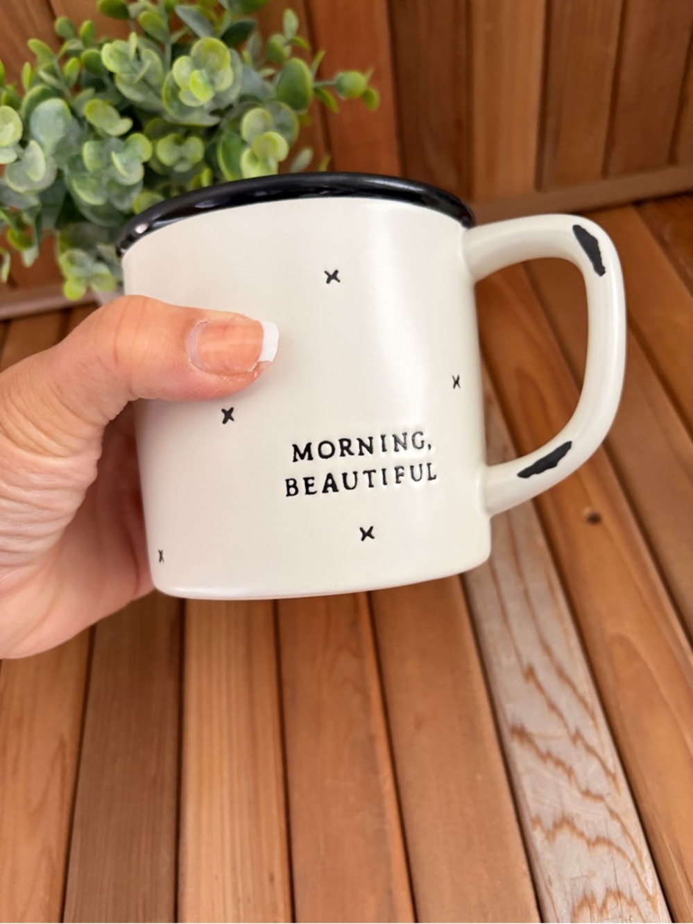 Hearth and Hand Magnolia mug Morning Beautiful cream black farmhouse style - Picture 3 of 6